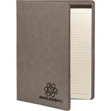 Gray with Black Engraving Portfolio with Notepad - Laser Engraved Leatherette