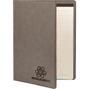 Gray with Black Engraving Portfolio with Notepad - Laser Engraved Leatherette