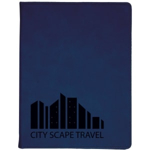 Blue with Black Engraving Portfolio with Notepad - Laser Engraved Leatherette