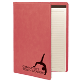 Pink with Black Engraving Portfolio with Notepad - Laser Engraved Leatherette