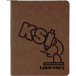 Leatherette Zipper Portfolio with Notepad - Laser Engraved Leatherette