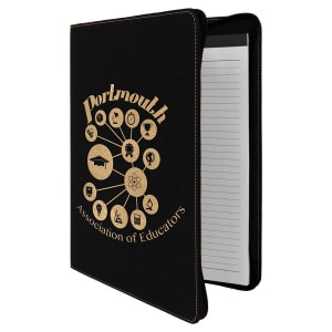 Leatherette Zipper Portfolio with Notepad - Laser Engraved Leatherette