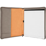 Gray with Black Engraving Leatherette Zipper Portfolio with Notepad - Laser Engraved Leatherette
