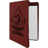 Rose with Black Engraving Leatherette Zipper Portfolio with Notepad - Laser Engraved Leatherette