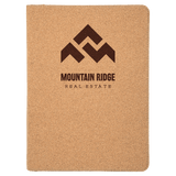 Cork with Black Engraving Leatherette Zipper Portfolio with Notepad - Laser Engraved Leatherette
