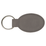 Gray with Black Engraving Oval Keychain - Laser Engraved Leatherette