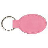 Pink with Black Engraving Oval Keychain - Laser Engraved Leatherette