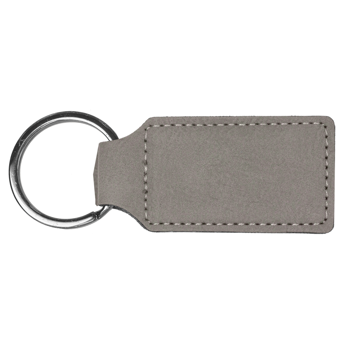 Gray with Black Engraving Rectangle Keychain - Laser Engraved Leatherette