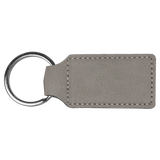 Gray with Black Engraving Rectangle Keychain - Laser Engraved Leatherette