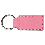 Pink with Black Engraving Rectangle Keychain - Laser Engraved Leatherette
