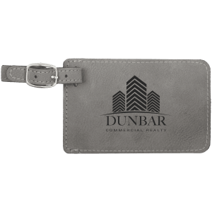 Gray with Black Engraving Luggage Tag - Laser Engraved Leatherette