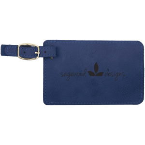 Blue with Black Engraving Luggage Tag - Laser Engraved Leatherette