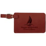 Rose with Black Engraving Luggage Tag - Laser Engraved Leatherette