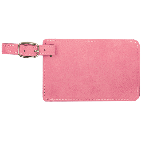 Pink with Black Engraving Luggage Tag - Laser Engraved Leatherette