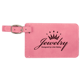 Pink with Black Engraving Luggage Tag - Laser Engraved Leatherette