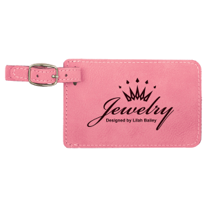 Pink with Black Engraving Luggage Tag - Laser Engraved Leatherette