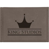 Gray with Black Engraving Hard Business Card Holder - Laser Engraved Leatherette