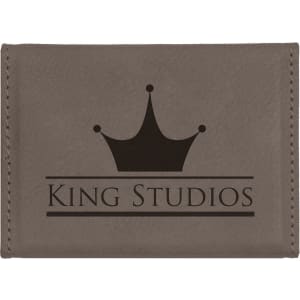 Gray with Black Engraving Hard Business Card Holder - Laser Engraved Leatherette