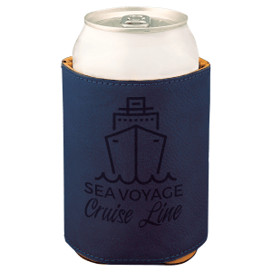 Blue with Black Engraving Beverage Holder - Laser Engraved Corporate Gift
