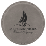 Gray with Black Engraving Round Single Coaster - Laser Engraved Gift
