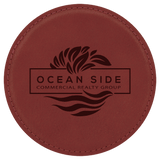 Rose with Black Engraving Round Single Coaster - Laser Engraved Gift