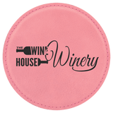 Pink with Black Engraving Round Single Coaster - Laser Engraved Gift
