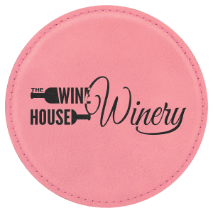Pink with Black Engraving Round Single Coaster - Laser Engraved Gift