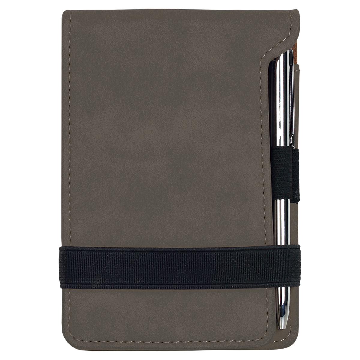 Gray with Black Engraving Mini Notepad with Pen - Laser Engraved Leatherette