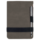 Gray with Black Engraving Mini Notepad with Pen - Laser Engraved Leatherette