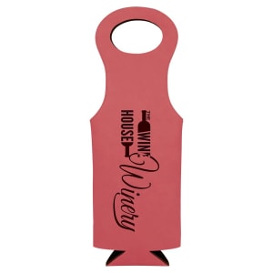 Pink with Black Engraving Leatherette Wine Bag - Laser Engraved Leatherette