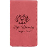 Pink with Black Engraving 7-Piece Manicure Gift Set - Laser Engraved Leatherette