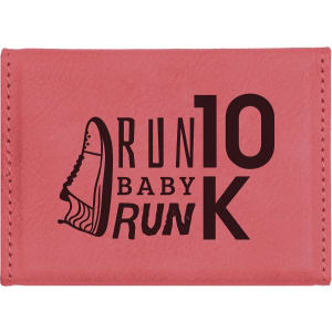 Pink with Black Engraving Hard Business Card Holder - Laser Engraved Leatherette