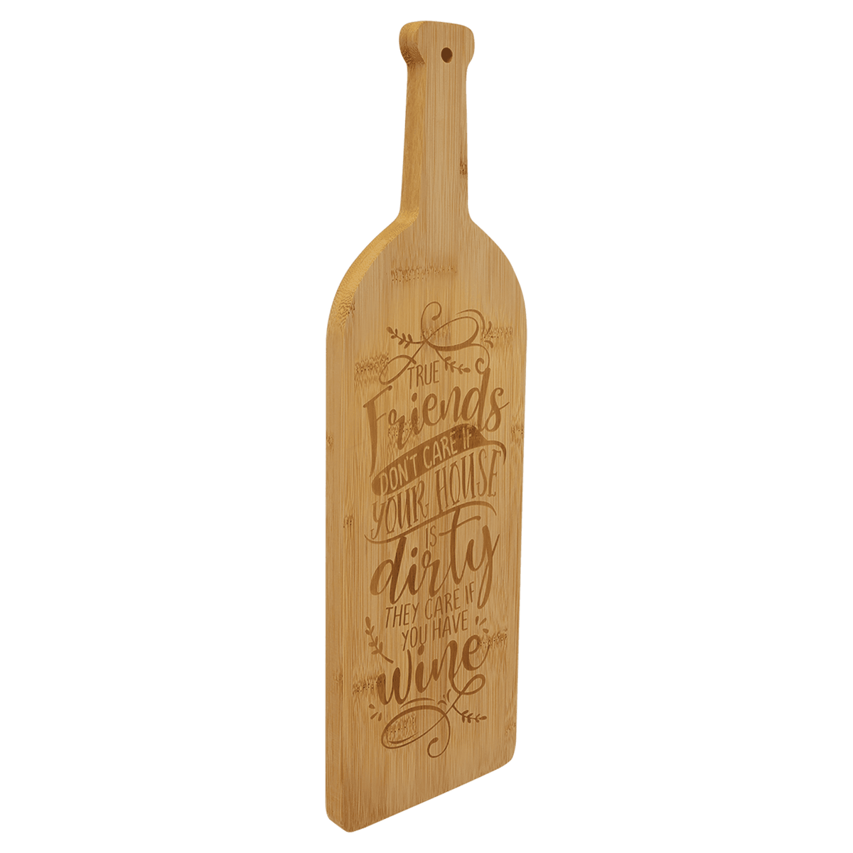Wine Bottle Bamboo Cutting Board - Laser Engraved Drinkware
