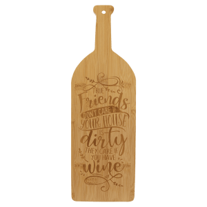 Wine Bottle Bamboo Cutting Board - Laser Engraved Drinkware