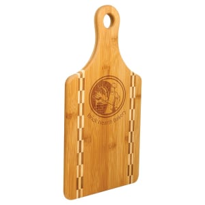Paddle Shaped Cutting Board with Butcher Block Inlay - Laser Engraved Kitchen