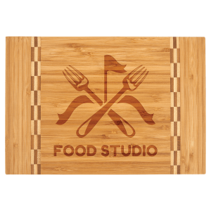 Cutting Board with Butcher Block Inlay - Laser Engraved Kitchen