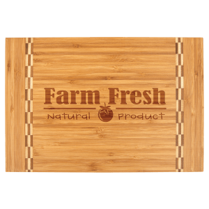 Cutting Board with Butcher Block Inlay - Laser Engraved Kitchen
