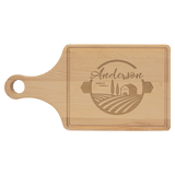 Maple Cutting Board Paddle Shape with Drip - Laser Engraved Kitchen