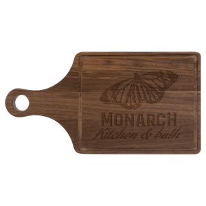 Walnut Cutting Board Paddle Shape with Drip - Laser Engraved Kitchen