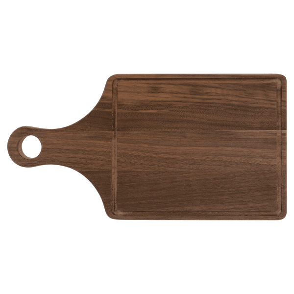 Walnut Cutting Board Paddle Shape with Drip - Laser Engraved Kitchen