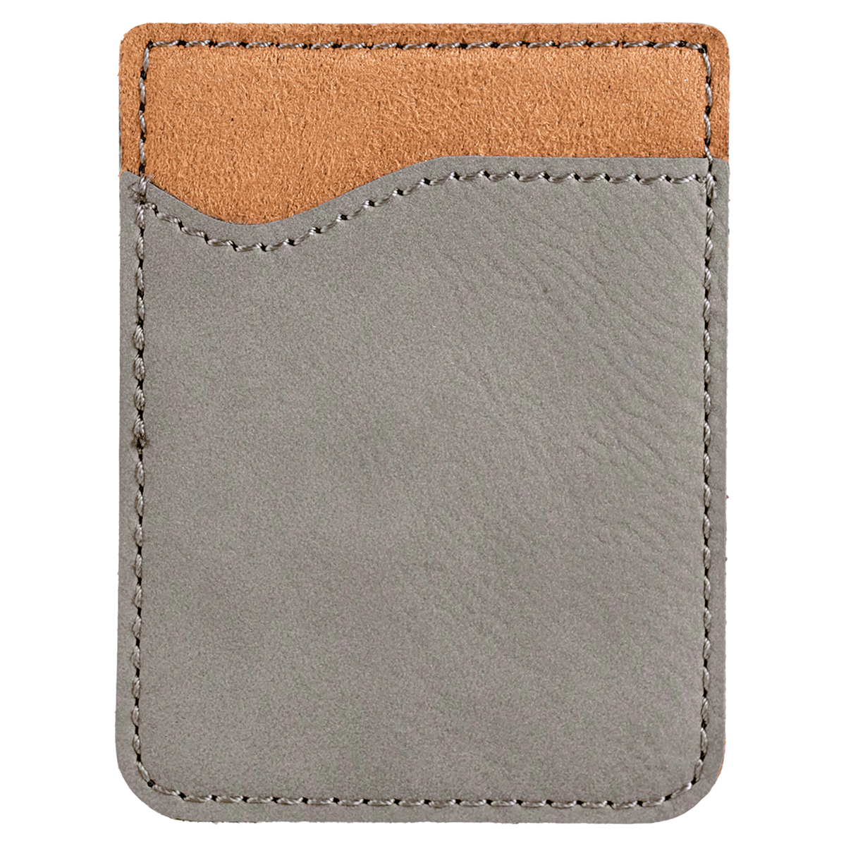 Gray with Black Engraving Leatherette Phone Wallet - Laser Engraved Leatherette