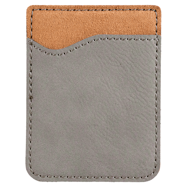 Gray with Black Engraving Leatherette Phone Wallet - Laser Engraved Leatherette