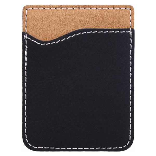 Black with Silver Engraving Leatherette Phone Wallet - Laser Engraved Leatherette