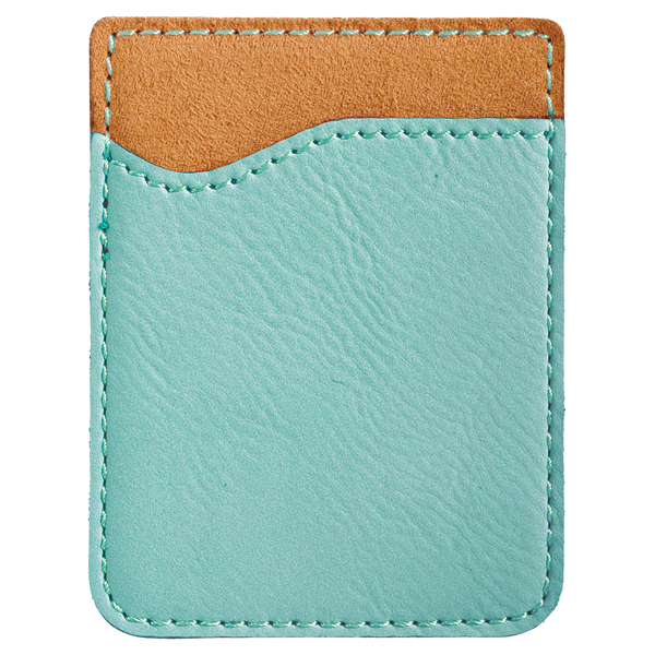 Teal with Black Engraving Leatherette Phone Wallet - Laser Engraved Leatherette
