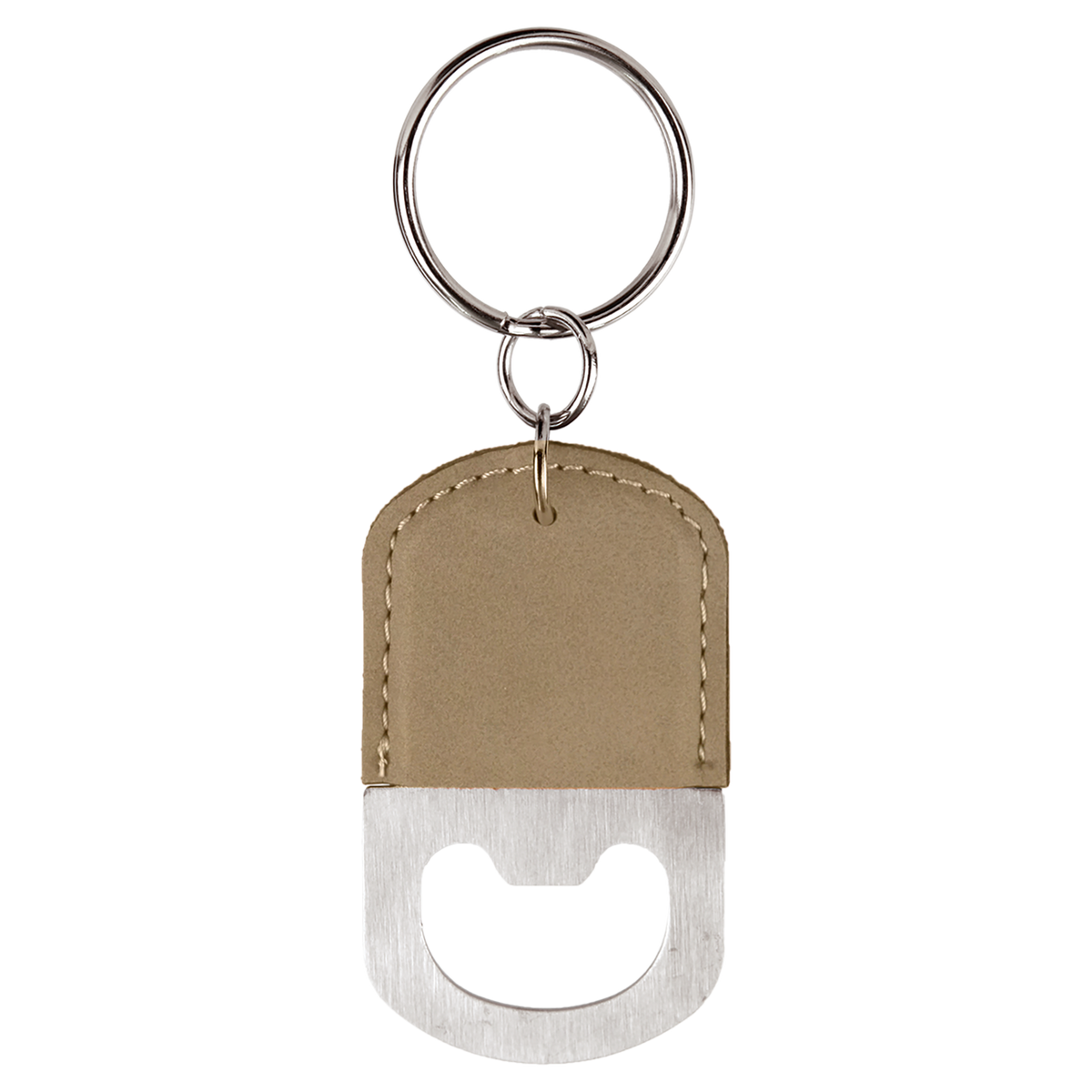 Light Brown with Black Engraving Bottle Opener Keychain - Laser Engraved Drinkware