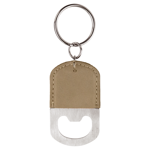 Light Brown with Black Engraving Bottle Opener Keychain - Laser Engraved Drinkware