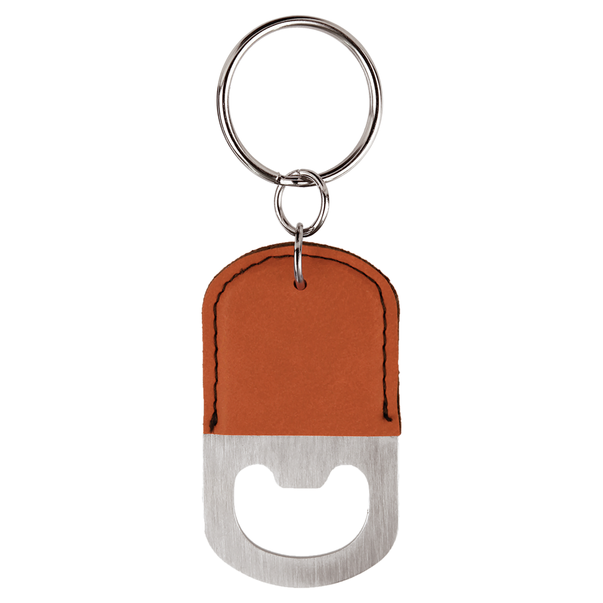 Rawhide with Black Engraving Bottle Opener Keychain - Laser Engraved Drinkware