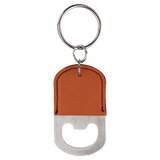 Rawhide with Black Engraving Bottle Opener Keychain - Laser Engraved Drinkware