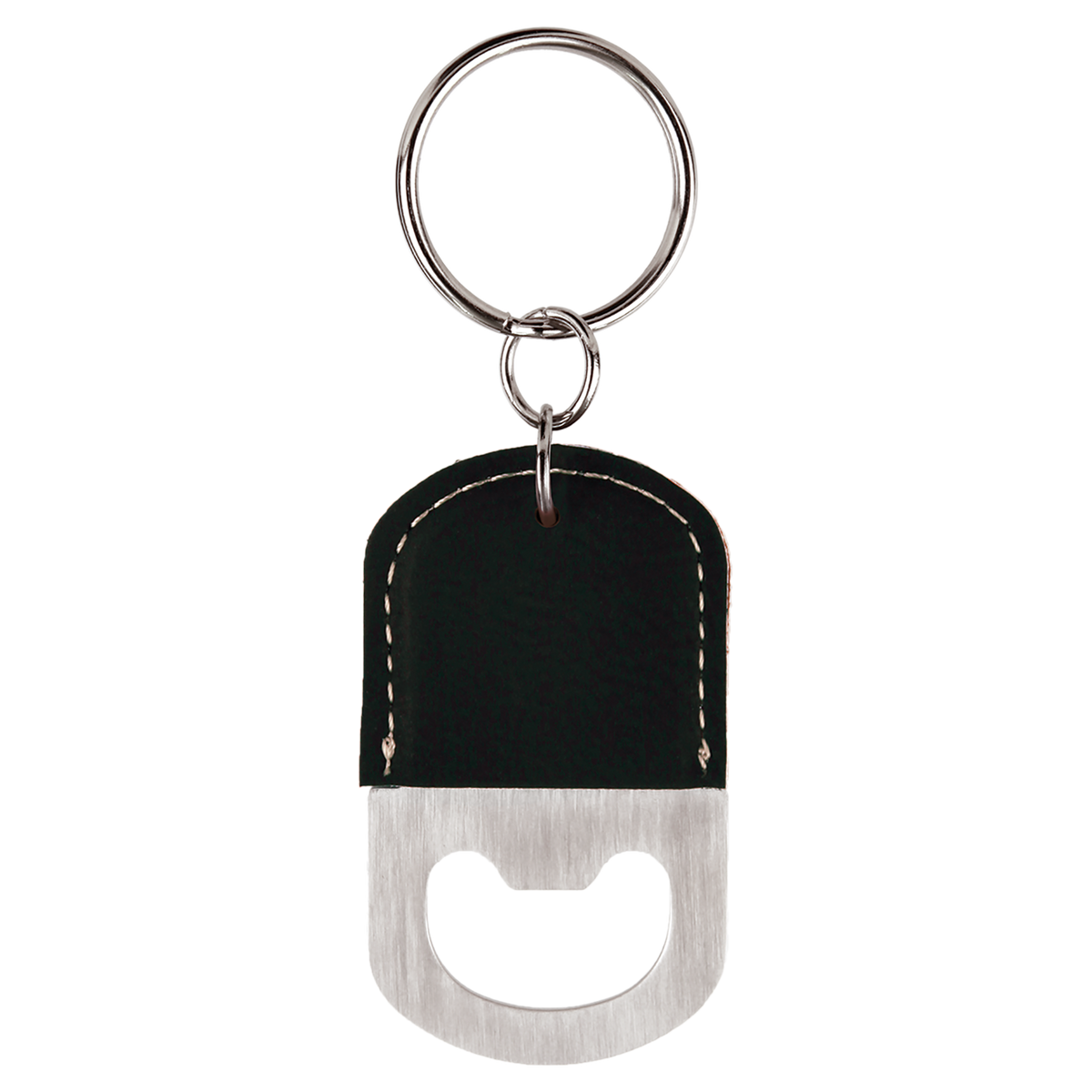 Black with Silver Engraving Bottle Opener Keychain - Laser Engraved Drinkware
