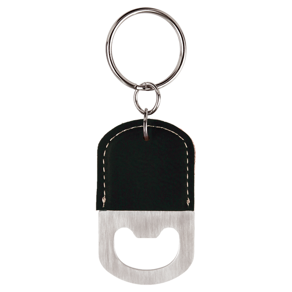 Black with Silver Engraving Bottle Opener Keychain - Laser Engraved Drinkware